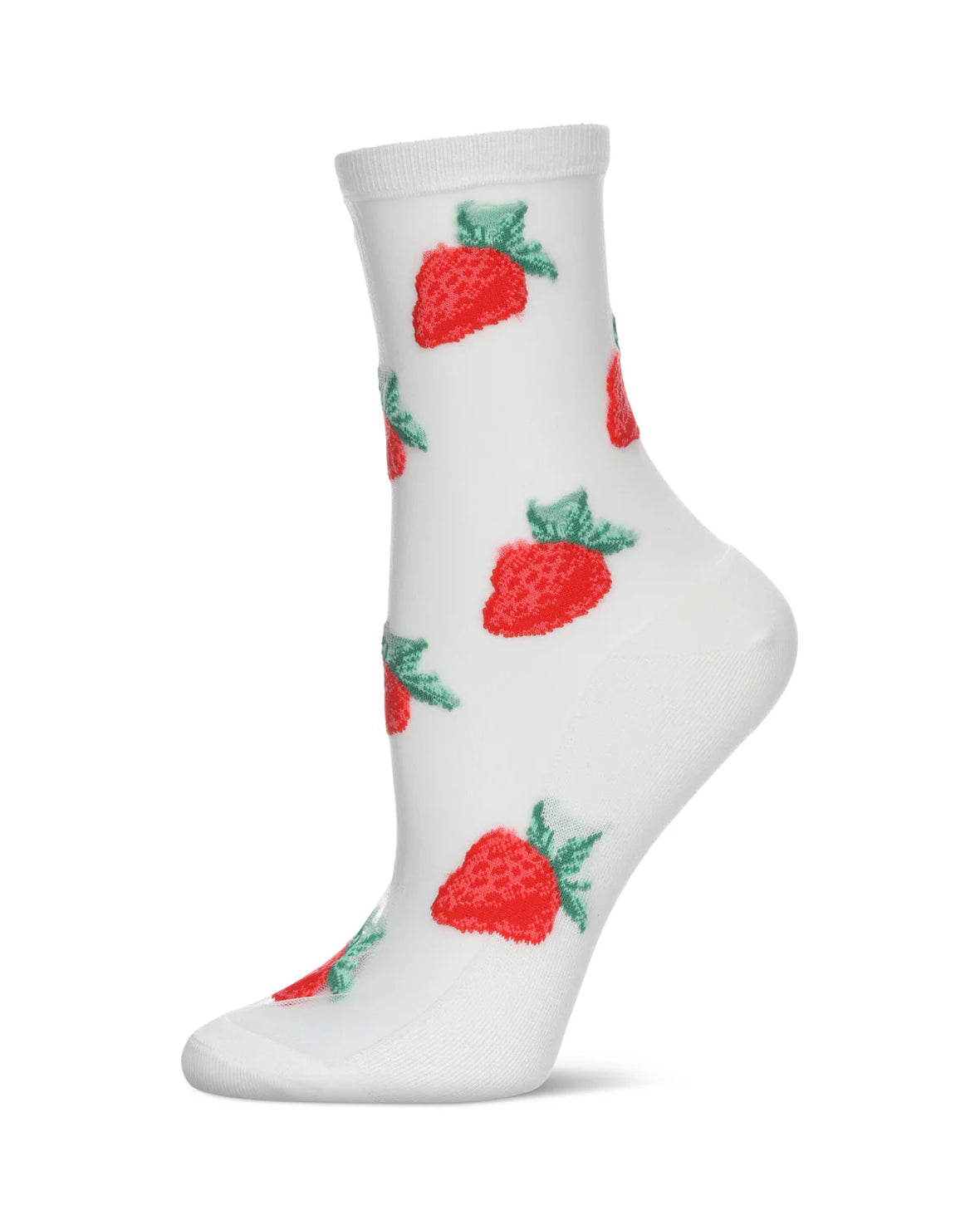 Strawberry Sheer Cotton Crew Socks