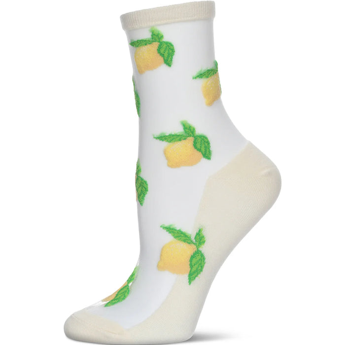 Lemon Sheer Cotton Crew Socks